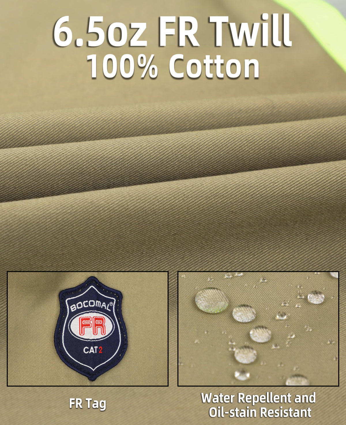 Vented FR High Vis Shirts Reflective Pearl Snaps Summer Work Safety (X-Large Tall / Khaki)