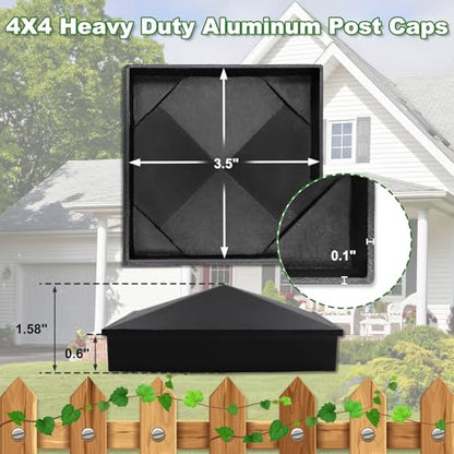Heavy Duty Aluminum Pyramid Post Caps Cover