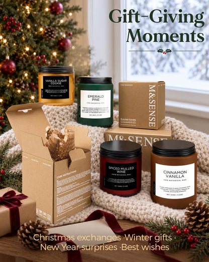Emerald Pine Scented Christmas Candles Non Toxic 11.6Oz Soy Wax 70H (Medium Jar / EmeraldPine)