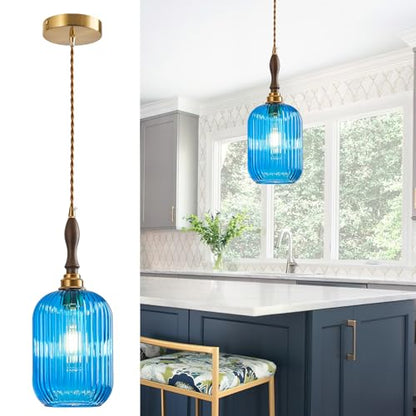 Modern Glass Pendant Light Ribbed 1