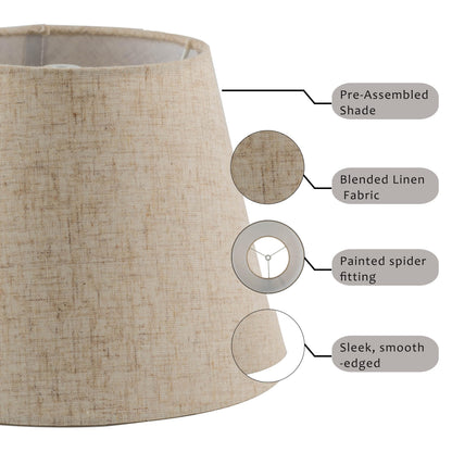 Pre Assembled Set of 2 Linen Spider Replacement Lampshades for Table Lamps (Light Beige)
