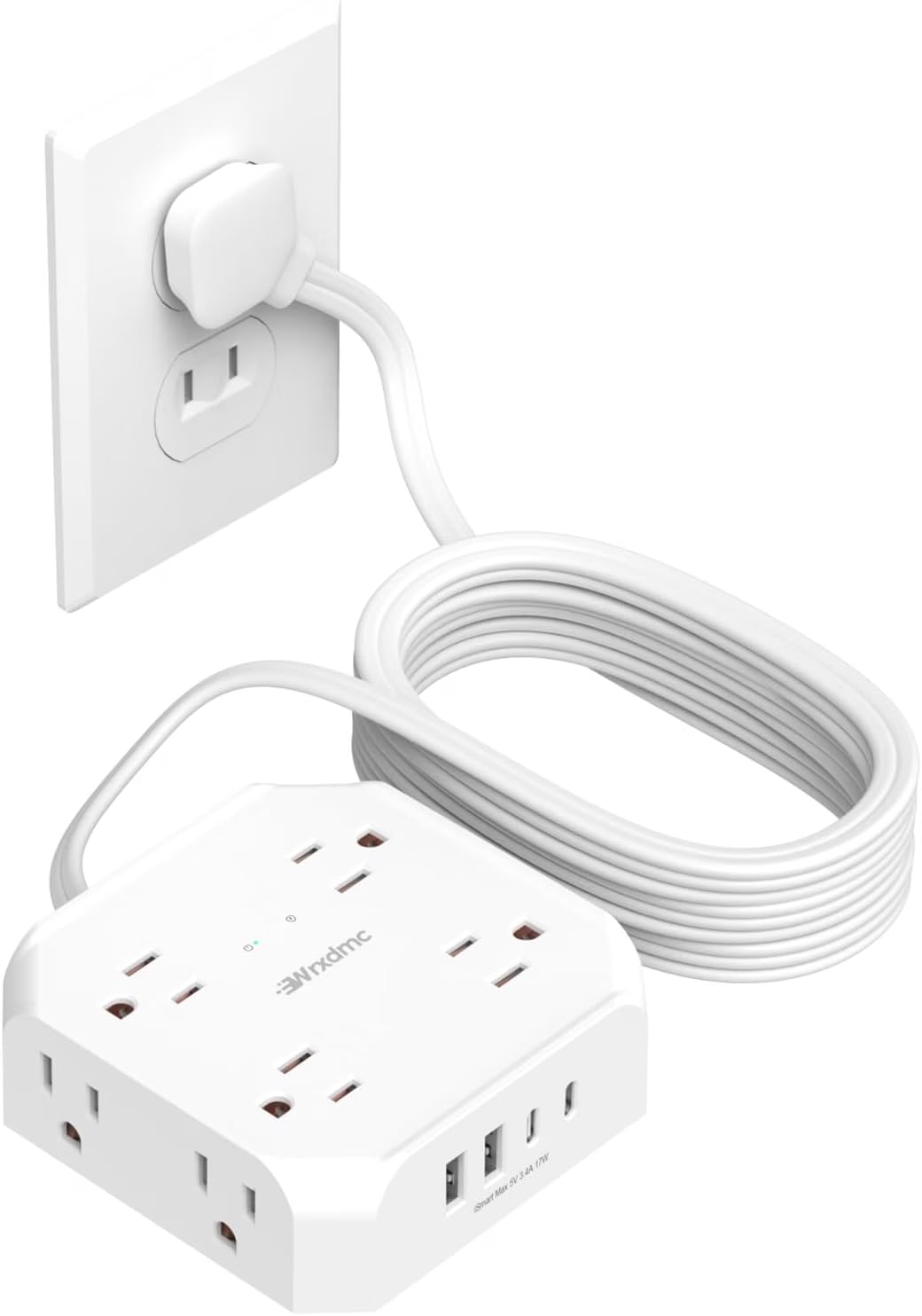 2 Prong Power Strip (15FT White)