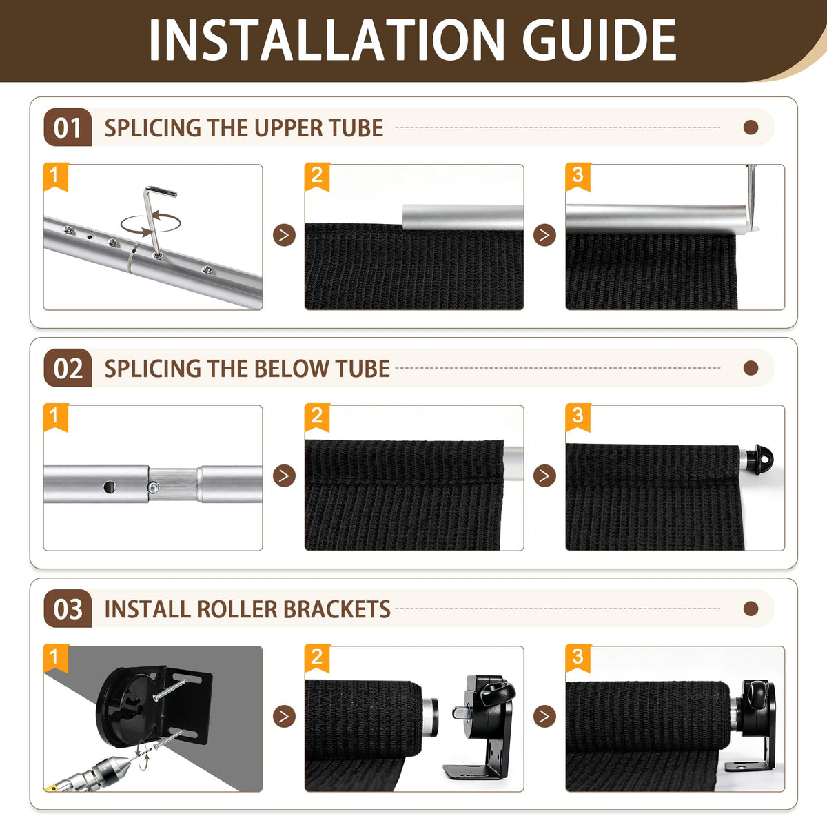 Outdoor Roller Shades for Patio (Black / 120"W x 96"H)