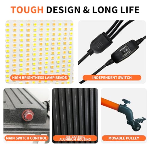 30000LM LED Work Light with Stand and Wheels 3
