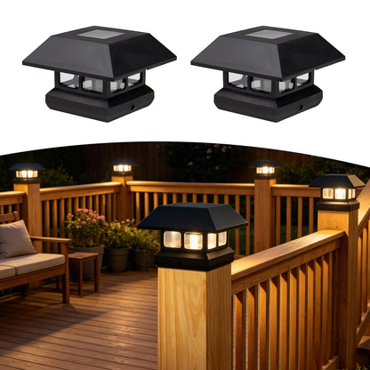 Solar Post Cap Lights for 4x4 & 3.5x3.5 Posts (Black / 2PACK)