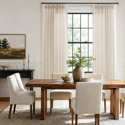 Cream Pinch Pleated Linen Curtains 120 Inch Long for Living Room (Linen / 40"W x 120"L (Pack of 2))
