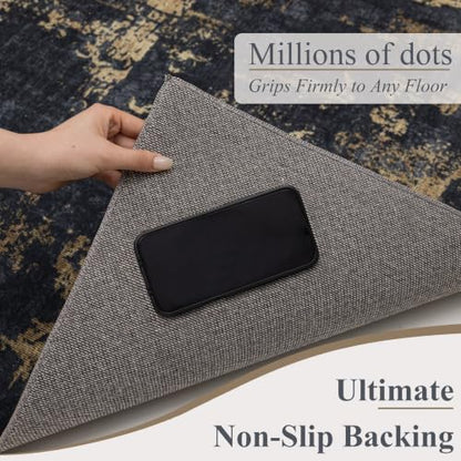 9x12 Washable Area Rug (Black & Gold / 9' x 12' (Rectangular))