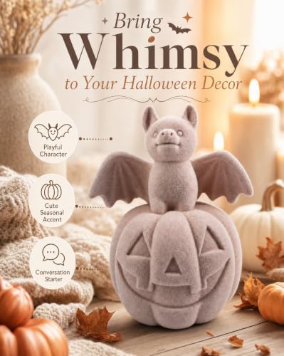 Halloween Decor Bat on Jack (Pink Bat Pumpkin)