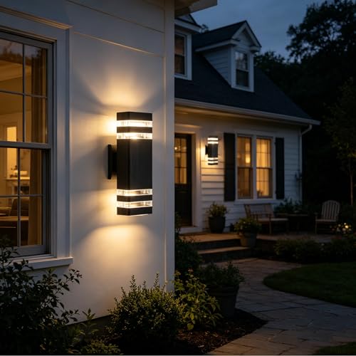 Exterior Lighting Fixtures Modern Porch Lights 4000K LED Outdoor Sconce Lights Wall Mount Black Garage Sconces Lamps for House Porch Patio Outside Yard