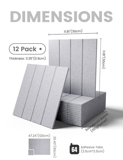 Felt Bulletin Board & Cork Board Alternative 48'' x 36'' (Soft Gray-1 / Bold-stripe 12-pack)