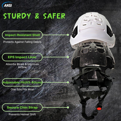 Type 2 OSHA Approved Hard Hat with Chin Strap (White Hard Hat)