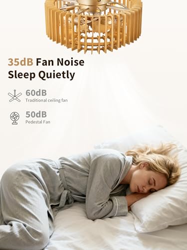 20" Wood Caged Ceiling Fans with Lights