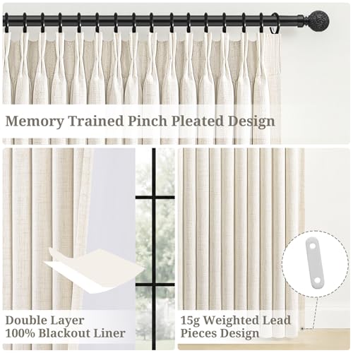 Pinch Pleated Blackout Curtains 70 Inches Extra Wide for Living Room Sliding Slider Glass Patio Door (Birch / 70"W x 90"L (Pack of 1))