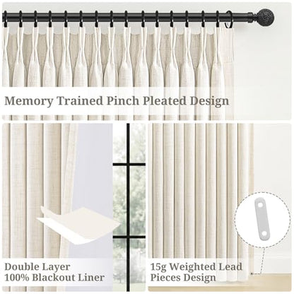 Pinch Pleated Blackout Curtains 70 Inches Extra Wide for Living Room Sliding Slider Glass Patio Door (Birch / 70"W x 90"L (Pack of 1))
