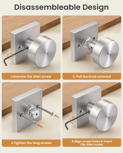 Door Knob Interior Privacy Quick Release Heavy Duty Zinc Alloy