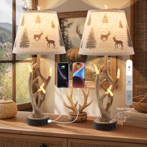 26" Rustic Antler Table Lamp