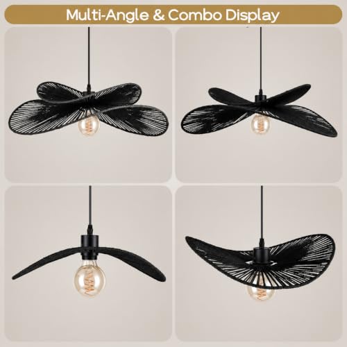 22.8" Large Boho Rattan Pendant Light