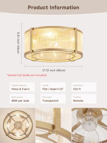 18.5 Inch Fabric Woven Ceiling Fan with Remote