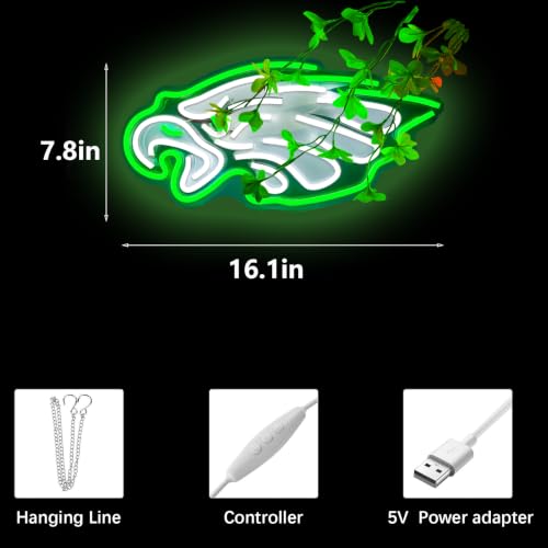 Eagles Neon Signs for Wall Decor Eagles Neon Lights for Bedroom Led Signs Suitable for Dormitory Man Cave Christmas Gift (Eagles)