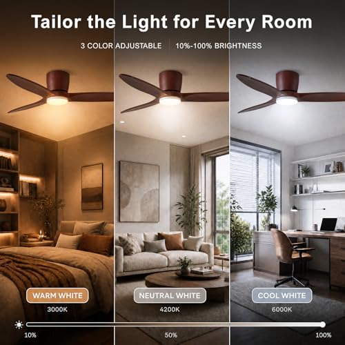 52" Wooden Ceiling Fan with Light