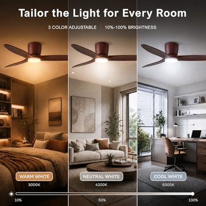52" Wooden Ceiling Fan with Light