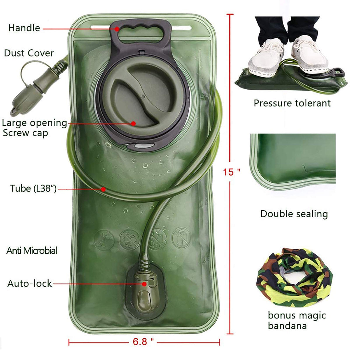 Hydration Bladder (2L-Water Bladder-Military Green)