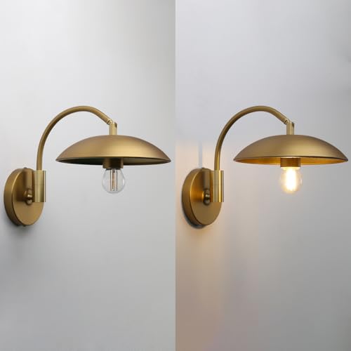 Modern Brass Wall Sconce Hardwired 2 Pack