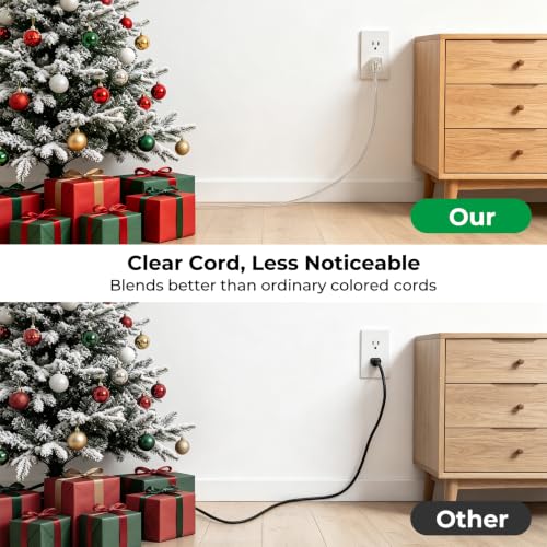Clear Extension Cord with Multiple Outlets 2 Prong 16 Gauge