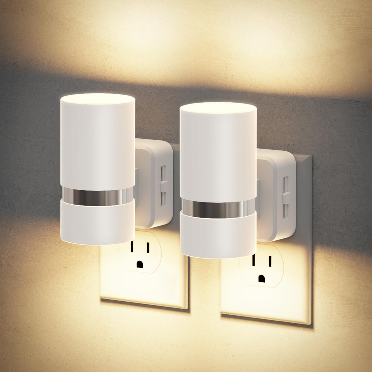Night Lights Plug into Wall (White-3000K / 2 Pack)