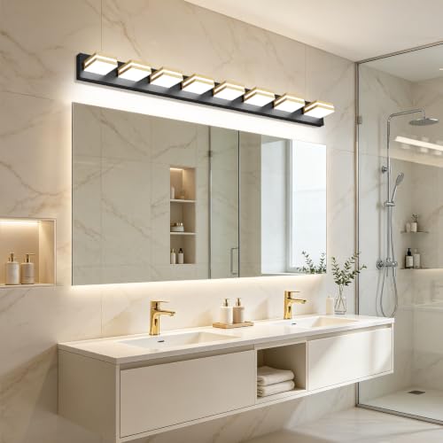 Bathroom Lights Fixtures Over Mirror (Black-Gold / 8-Light)