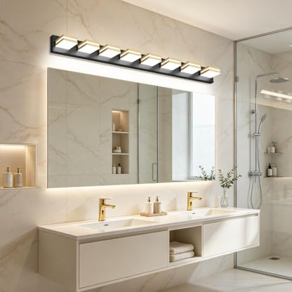 Bathroom Lights Fixtures Over Mirror (Black-Gold / 8-Light)