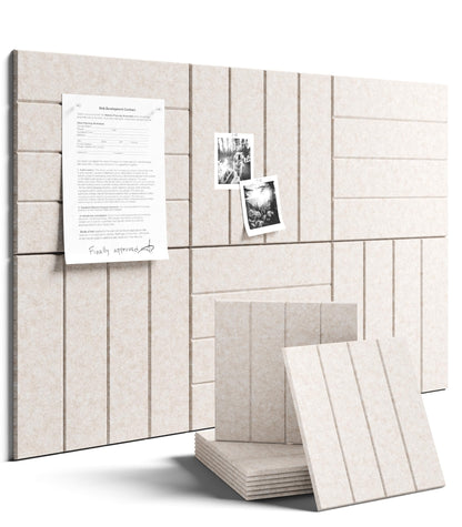 Felt Bulletin Board & Cork Board Alternative 36'' x 24'' (Oatmeal-1 / Bold-stripe 6-pack)