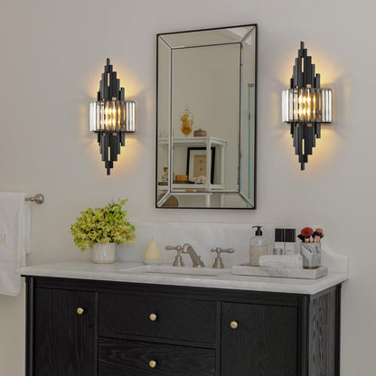 Black Crystal Wall Sconces Mid (Black Rectangle-1P)