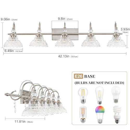 Brushed Nickel Bathroom Vanity Light (Nickel / 5-Light)