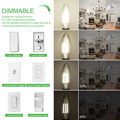 E12 LED Light Bulb Candelabra 60W Equivalent 4000K Natural White (10 Count (Pack of 1))