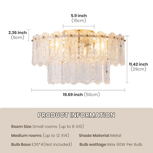 Crystal Caged Ceiling Fan with Light Flush Mount