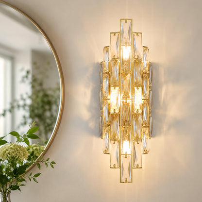 Luxury Crystal Wall Sconces Mid (Gold Rectangular)