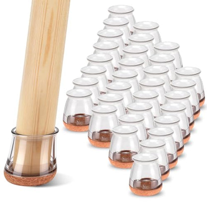 32 Pack Round Chair Leg Floor Protectors for Hardwood Floors (Clear-32pcs / Round Small)