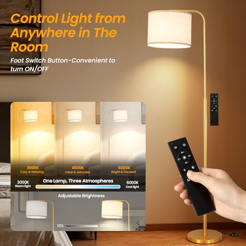 Floor Lamp with Remote Control Dimmable for Living Room and Bedroom