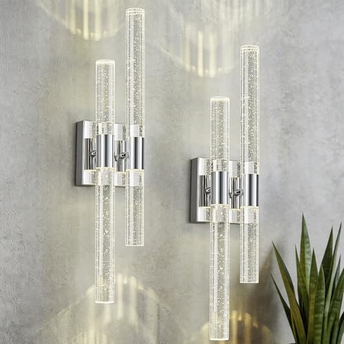 Modern Crystal Wall Sconces Hardwired Wall Sconce Bathroom Vanity Lights Fixtures 4000K Wall Light
