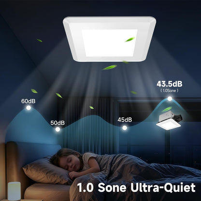 80 CFM Ultra Quiet Bathroom Exhaust Fan with Light (Opening 9"x9")