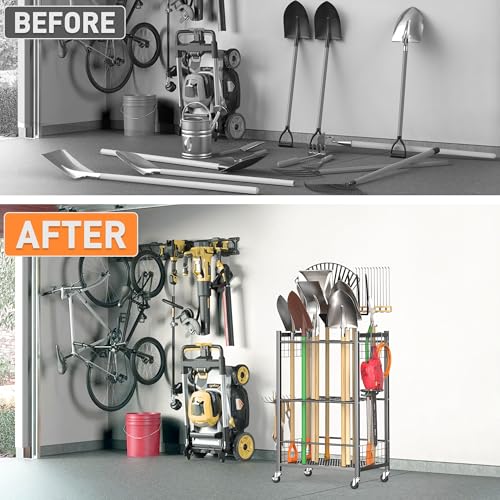 Garden Tool Stand with Wheels