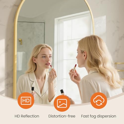 26"x38" Arched Bathroom Mirror (Gold / 39"L x 26"W / Arched-Top)