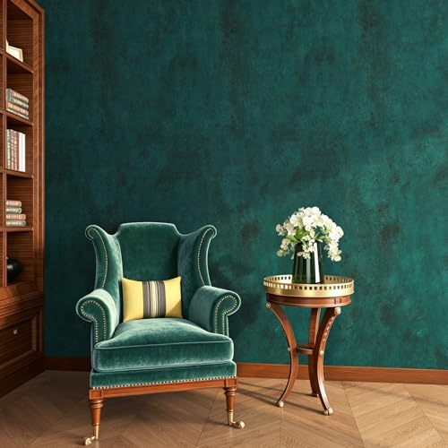 Dark Green Limewash Wallpaper Peel and Stick Teal Concrete Wallpaper Green Cement Textured Basement Concrete Contact Paper Waterproof