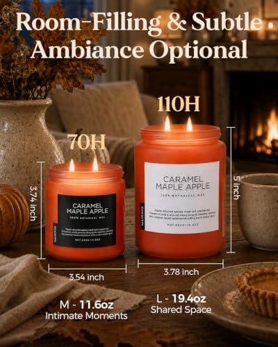 Caramel Maple Apple Scented Candles for Women Fall Baking Gift 110H (Large Jar / Caramel Maple Apple)