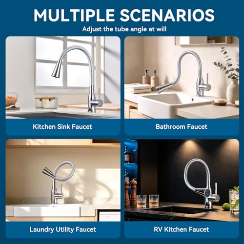 Kitchen Faucet Flexible Silicone Sprayer Single Handle Pull Down Kitchen Sink Faucet