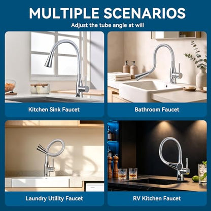 Kitchen Faucet Flexible Silicone Sprayer Single Handle Pull Down Kitchen Sink Faucet