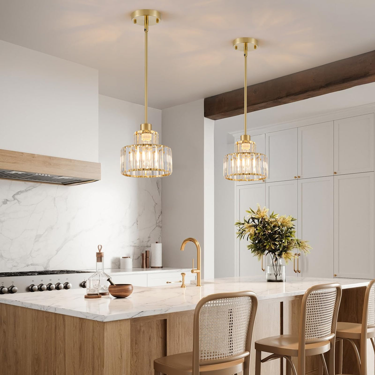 Gold Pendant Lights Kitchen Island (Gold&Clear / 1 pack)
