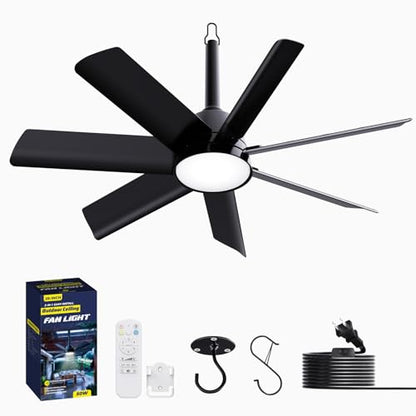 Outdoor Gazebo Ceiling Fan with Light and Remote