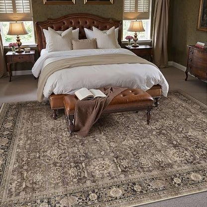 Brown Washable 8x10 Area Rugs for Living Room Bedroom (Retro | Brown / 8' x 10' (Rectangular))